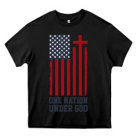 Black american flag one nation under god Heavy Core Tee - linhVisuals