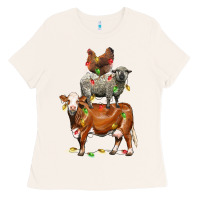 Bone Christmas cow sheep and chicken Ladies Tee - LillyAllenDesigns
