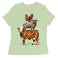 Matcha Christmas cow sheep and chicken Ladies Tee - LillyAllenDesigns