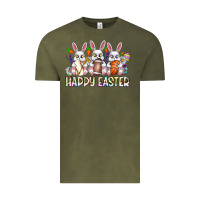 Vintage Olive Happy Easter Spot Rabbit Vintage Tee - CowhideDigitalArt