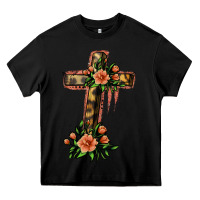 Black Flower Cross Heavy Core Tee - Jasminsmagicworld