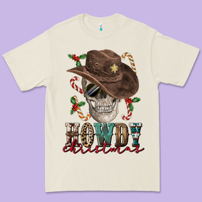 Howdy Christmas Skull Premium Tee Designed By Fadigitalartstudio