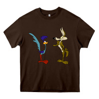 Chocolate Brown coyote and the road runner Heavy Core Tee - linhVisuals