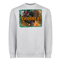 Heather Grey thanksgiving turkey gobble with background Heavyweight Sweatshirt - RanaPortraitStore