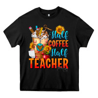Black Half Coffee Half Teacher Heavy Core Tee - FaDigitalArtStudio