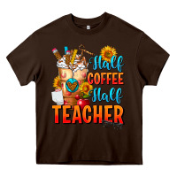 Chocolate Brown Half Coffee Half Teacher Heavy Core Tee - FaDigitalArtStudio