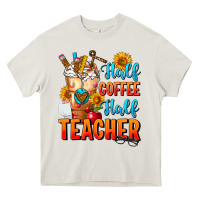 Cream Half Coffee Half Teacher Heavy Core Tee - FaDigitalArtStudio