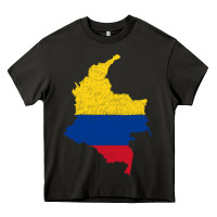Asphalt colombia Flag Map Drawing Line Art Heavy Core Tee - linhVisuals