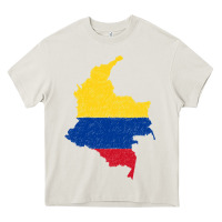 Colombia Flag Map Drawing Line Art Heavy Core Tee | Teevron