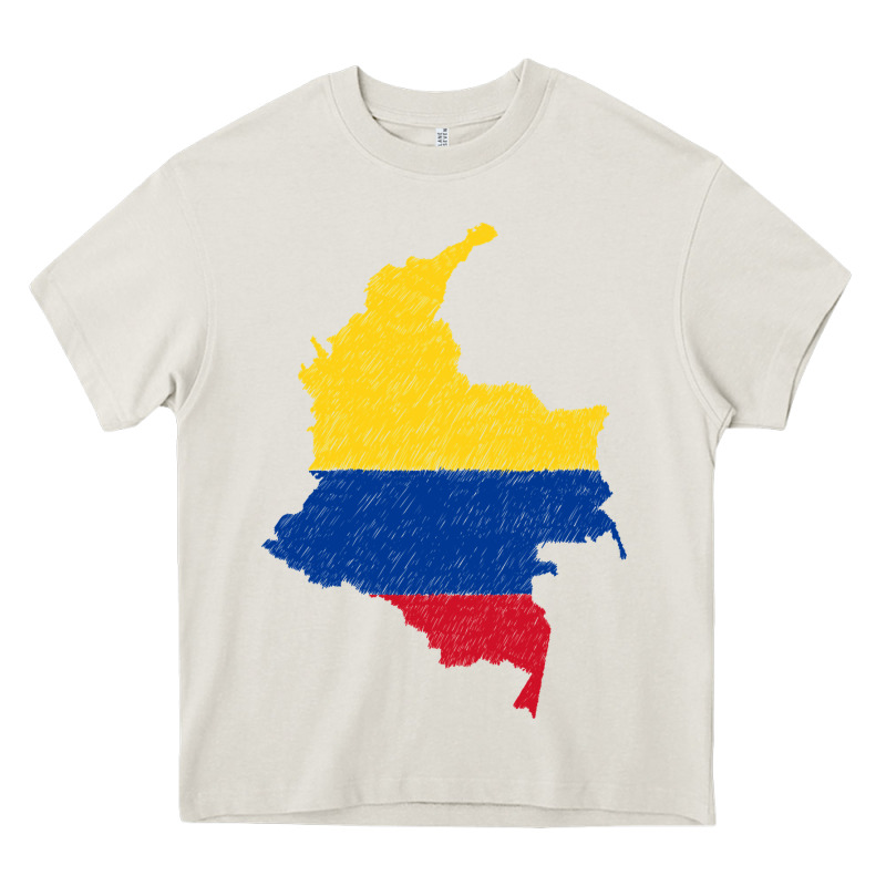 Colombia Flag Map Drawing Line Art Heavy Core Tee by linhVisuals | Teevron