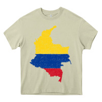 Mossy colombia Flag Map Drawing Line Art Heavy Core Tee - linhVisuals
