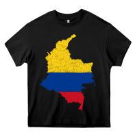Black colombia Flag Map Drawing Line Art Heavy Core Tee - linhVisuals