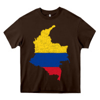 Chocolate Brown colombia Flag Map Drawing Line Art Heavy Core Tee - linhVisuals