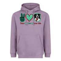 Lavender Peace Love Border Collie Heavyweight Hoodie - Jasminsmagicworld