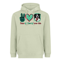Matcha Peace Love Border Collie Heavyweight Hoodie - Jasminsmagicworld