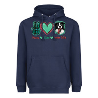 Navy Peace Love Border Collie Heavyweight Hoodie - Jasminsmagicworld