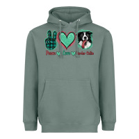 Sage Peace Love Border Collie Heavyweight Hoodie - Jasminsmagicworld