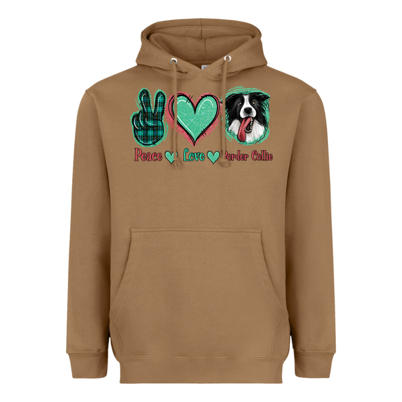 Peace Love Border Collie Heavyweight Hoodie by Jasminsmagicworld | Teevron