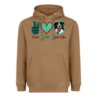 Toasted Coconut Peace Love Border Collie Heavyweight Hoodie - Jasminsmagicworld