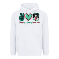 White Peace Love Border Collie Heavyweight Hoodie - Jasminsmagicworld