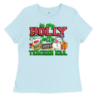 Baby Blue In My Holly Jolly Teacher Era Ladies Tee - CowhideDigitalArt