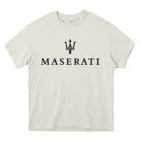 Cream simple white trident symbol essential Heavy Core Tee - linhVisuals