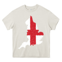 Cream england Flag Map Drawing Line Art Heavy Core Tee - linhVisuals