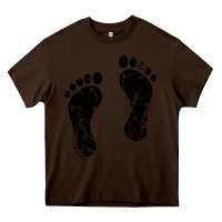 Chocolate Brown 70's footprints   footprint Heavy Core Tee - linhVisuals
