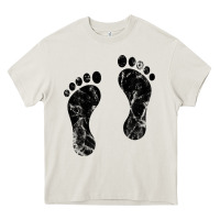 Cream 70's footprints   footprint Heavy Core Tee - linhVisuals