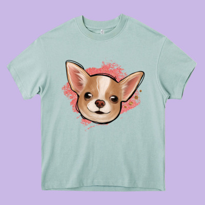 Chihuahua Pink Glitter Heavy Core Tee Designed By Jasminsmagicworld