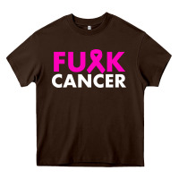 Chocolate Brown fck cancer Heavy Core Tee - linhVisuals