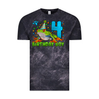 Cloud Black birthday boy frog age 4 Vintage Tee - LillyAllenDesigns