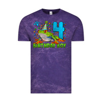 Cloud Purple birthday boy frog age 4 Vintage Tee - LillyAllenDesigns