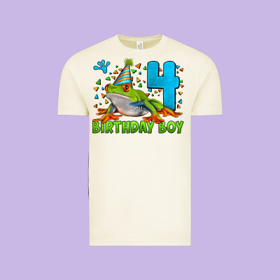 Birthday Boy Frog Age 4 Vintage Tee Designed By Lillyallendesigns