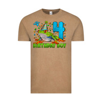 Vintage Coffee birthday boy frog age 4 Vintage Tee - LillyAllenDesigns