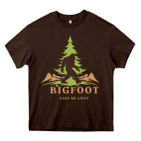 Chocolate Brown bigfoot t  shirt bigfoot take me away t  shirt Heavy Core Tee - linhVisuals