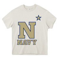 Cream navy midshipmen Heavy Core Tee - linhVisuals