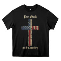 Black for god and country cross american flag faith us patriotic tank top Heavy Core Tee - linhVisuals