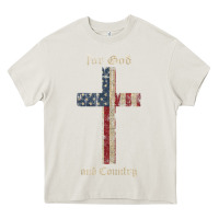 Cream for god and country cross american flag faith us patriotic tank top Heavy Core Tee - linhVisuals