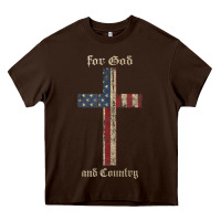 Chocolate Brown for god and country cross american flag faith us patriotic tank top Heavy Core Tee - linhVisuals