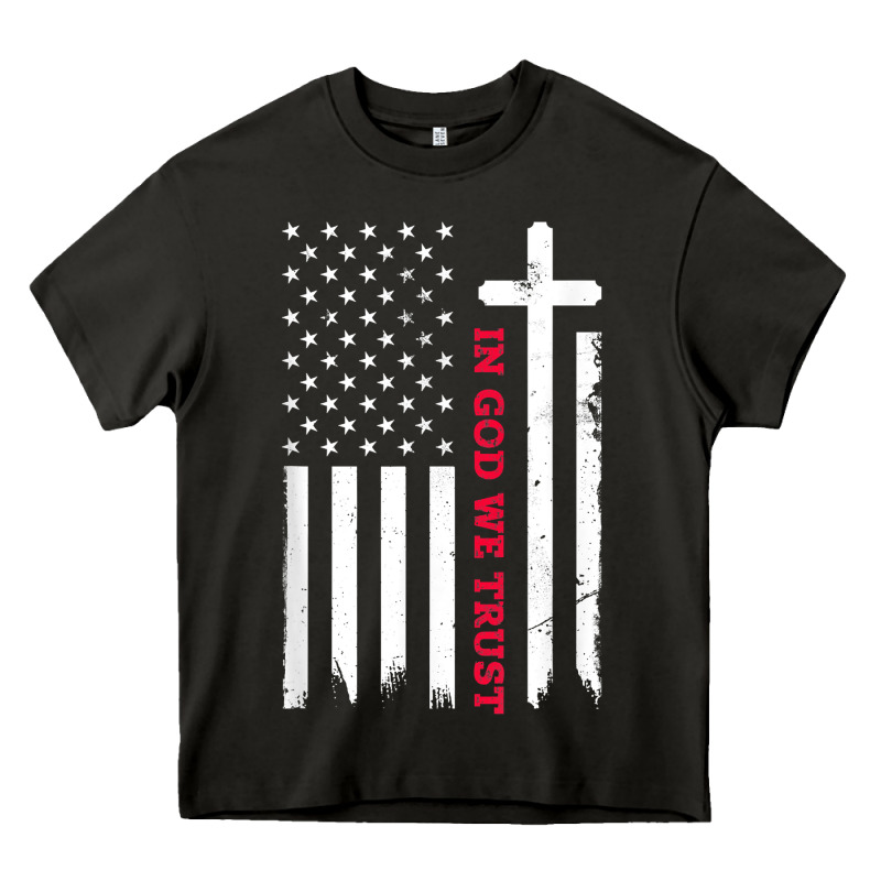 In God We Trust With Patriotic Vintage American Flag T Shirt Heavy Core Tee by linhVisuals | Teevron