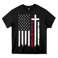 Black in god we trust with patriotic vintage american flag t shirt Heavy Core Tee - linhVisuals