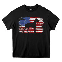 Black great dane vintage american flag t shirt Heavy Core Tee - linhVisuals