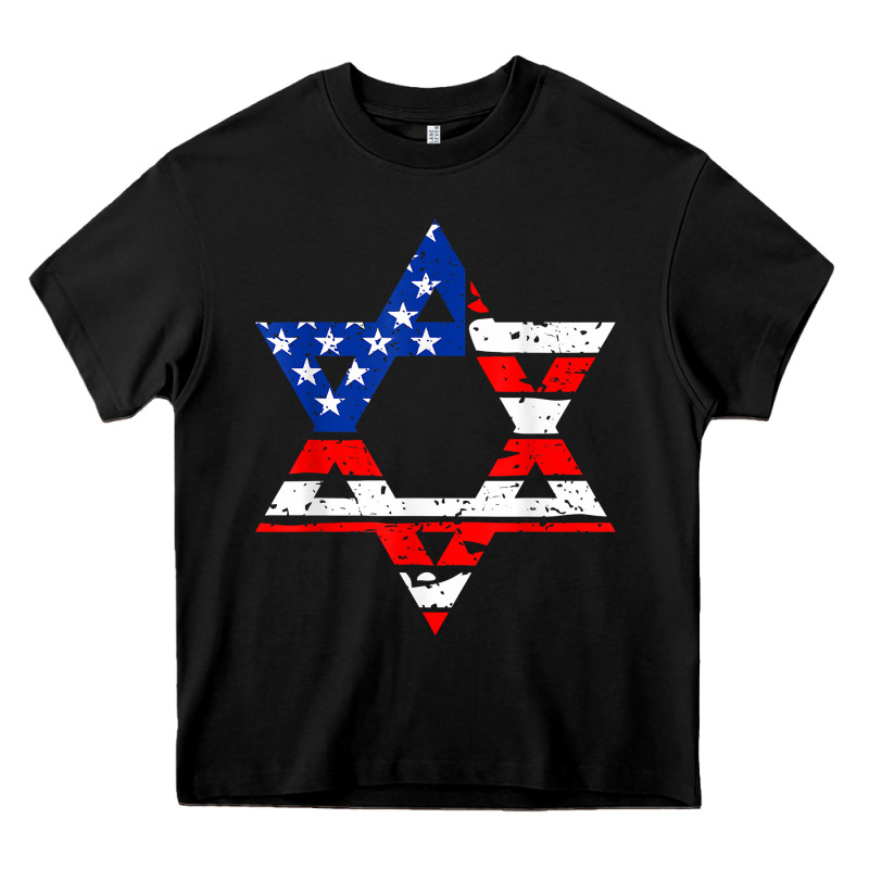 Hanukah American Flag Star Of David   Jewish Chanukah T Shirt Heavy Core Tee by linhVisuals | Teevron
