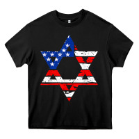 Black hanukah american flag star of david   jewish chanukah t shirt Heavy Core Tee - linhVisuals
