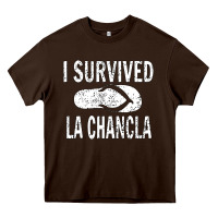 Chocolate Brown I survived la chancla Heavy Core Tee - linhVisuals
