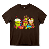 Chocolate Brown Softball Coffee Cups Heavy Core Tee - FaDigitalArtStudio