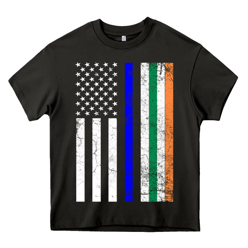 Irish American Flag Thin Blue Line Police St. Patrick's Day Long Sleev Heavy Core Tee by linhVisuals | Teevron