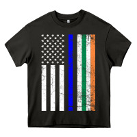 Asphalt irish american flag thin blue line police st. patrick's day long sleev Heavy Core Tee - linhVisuals