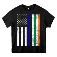 Black irish american flag thin blue line police st. patrick's day long sleev Heavy Core Tee - linhVisuals
